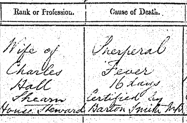 Arabella Shearn (nee Cowley) Cause of Death