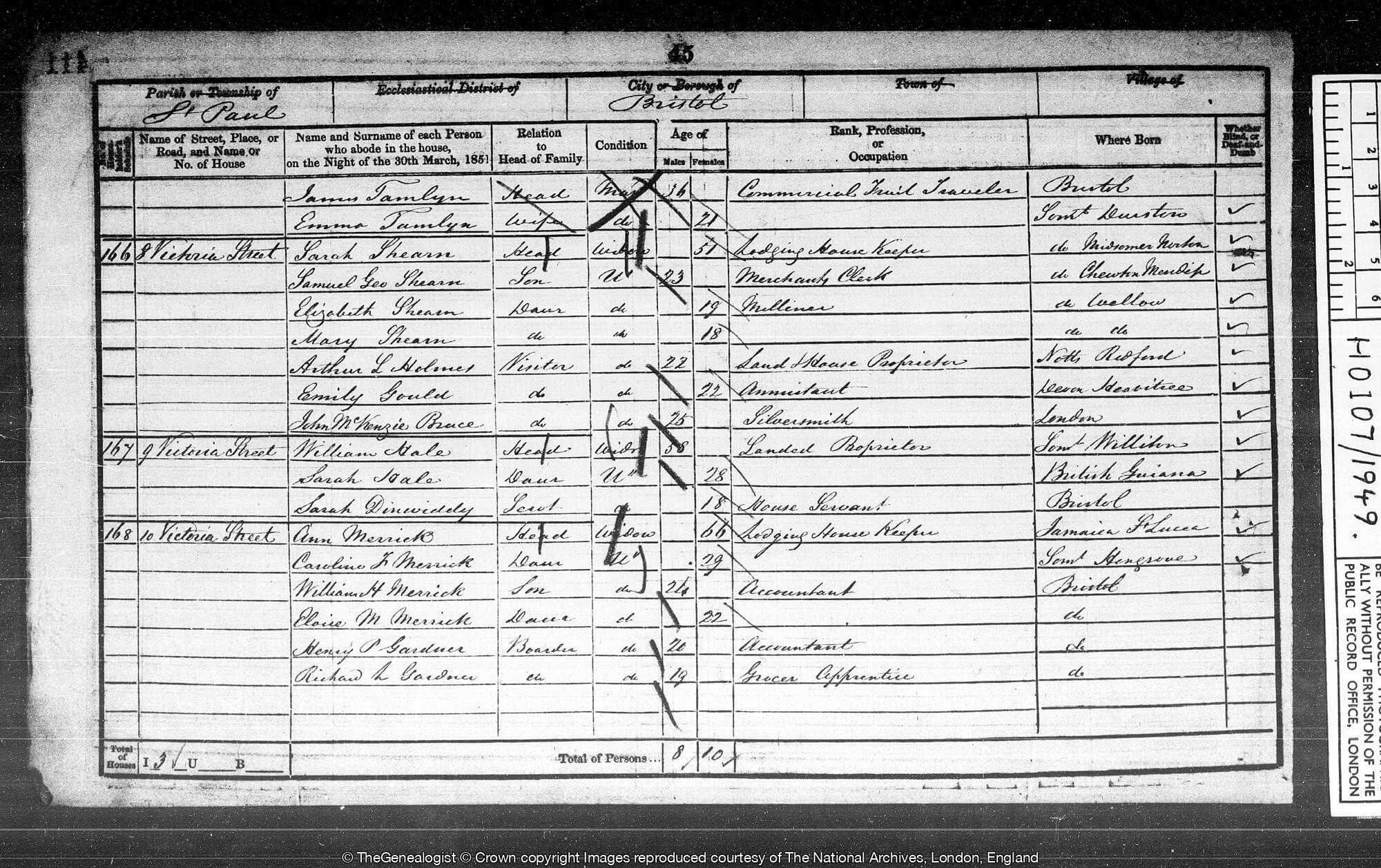 1851 Census Sarah and the Children