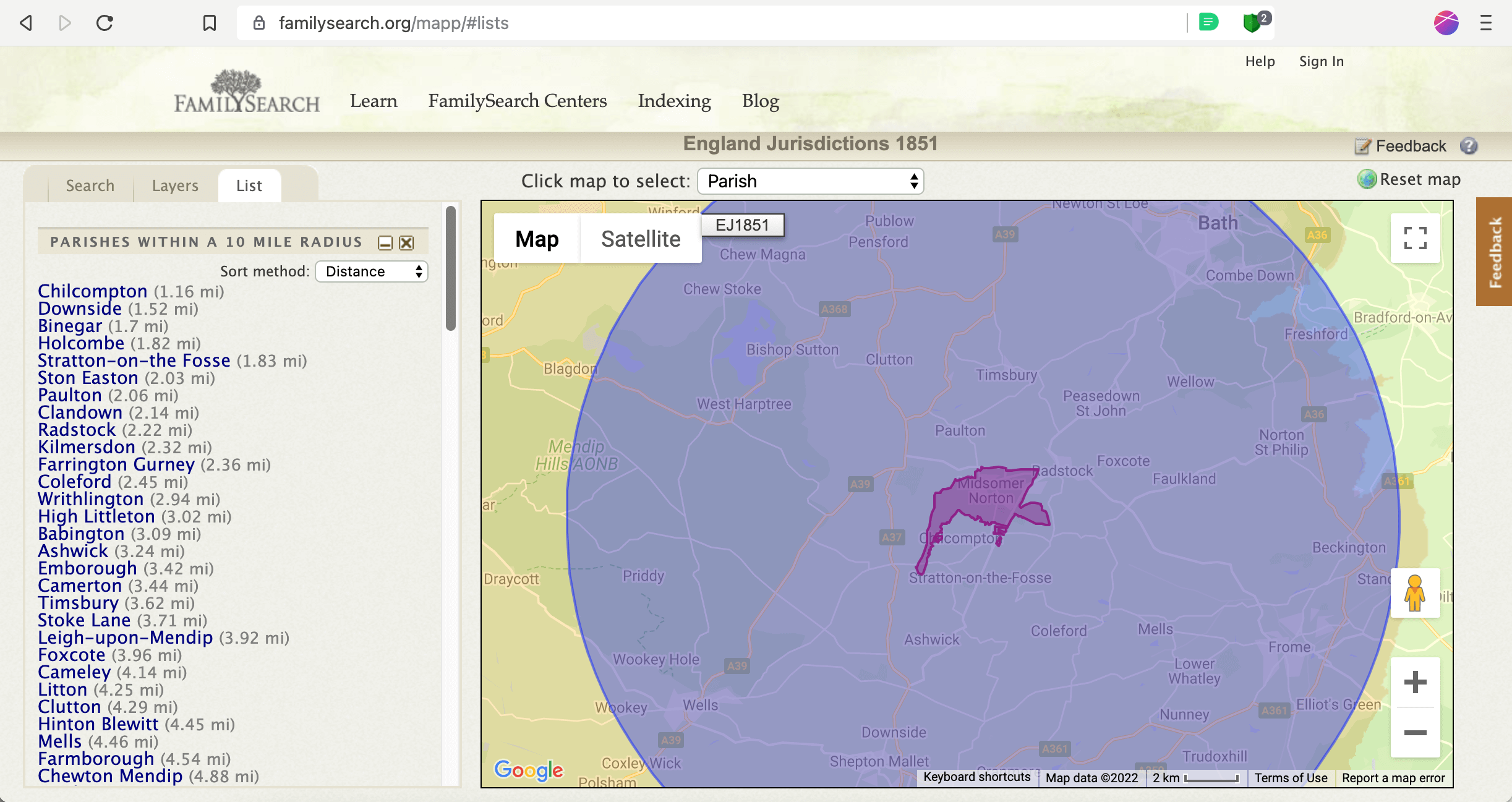 Radius 10 miles from Midsomer Norton