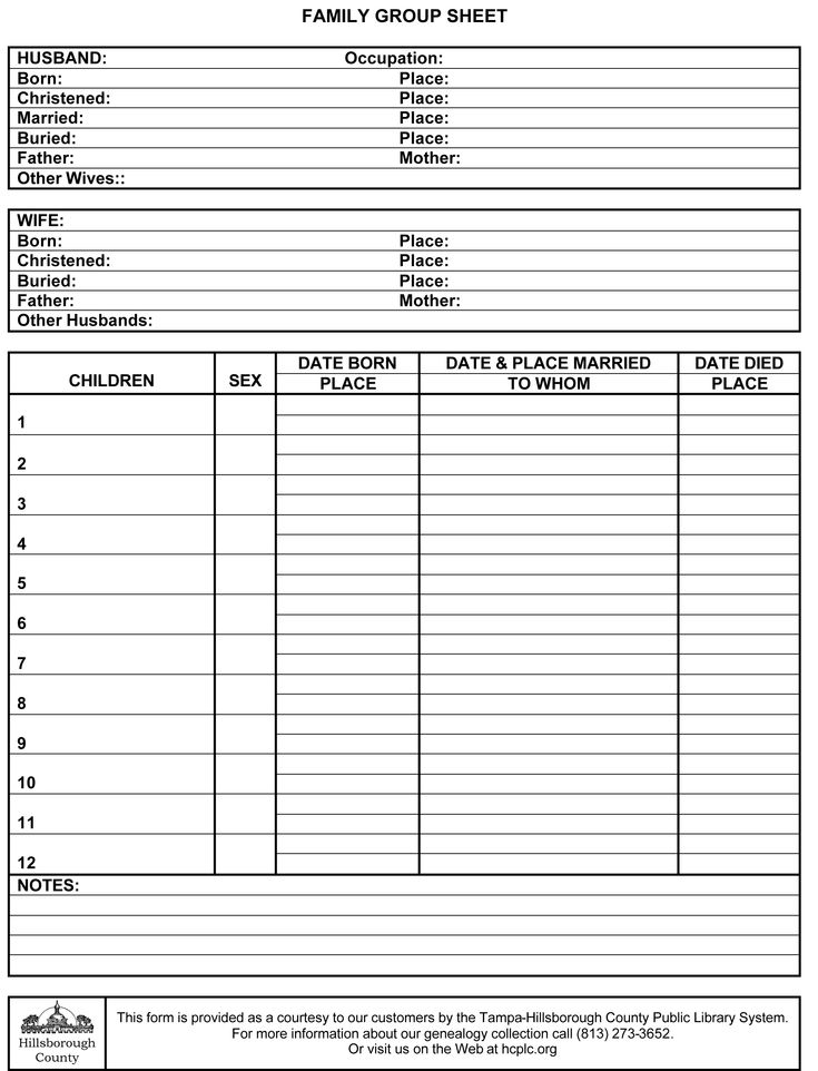 Family Group Sheet Family Group Sheet