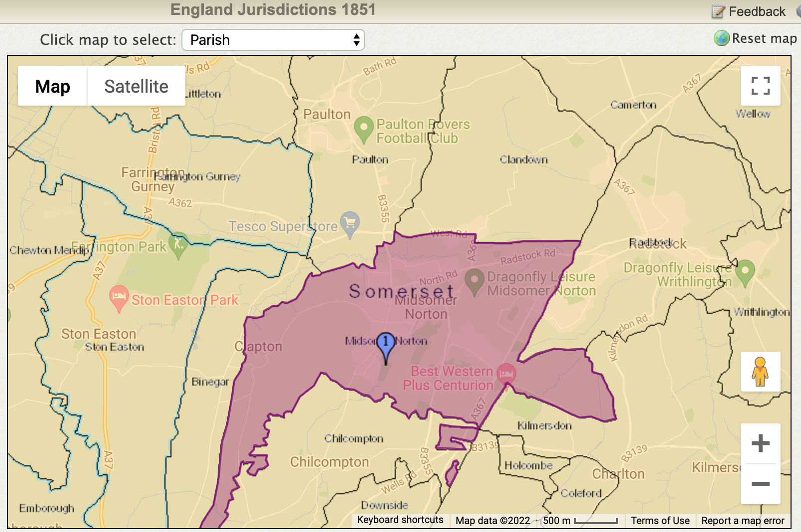 Family Search Maps - England Jurisdictions 1851