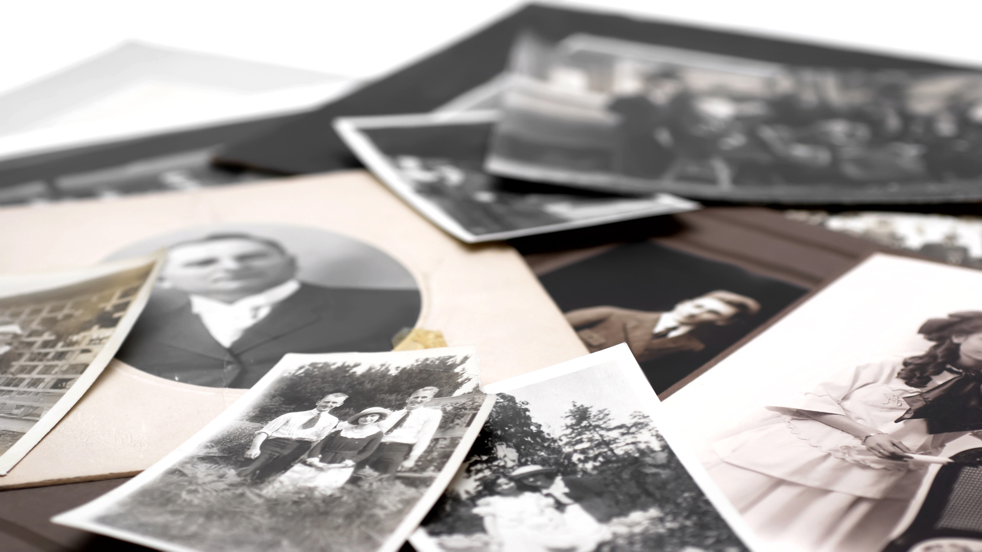 Collection of antique family photographs used for genealogy research
