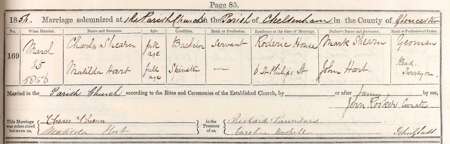 Marriage of Charles Hall Shearn and Matilda Hart